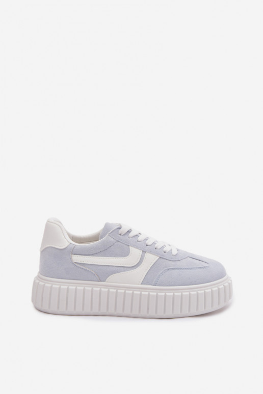 Chaussures modèle baskets Féminin avec une plateformeen daim écologiqueu bleu clair Cadrina
