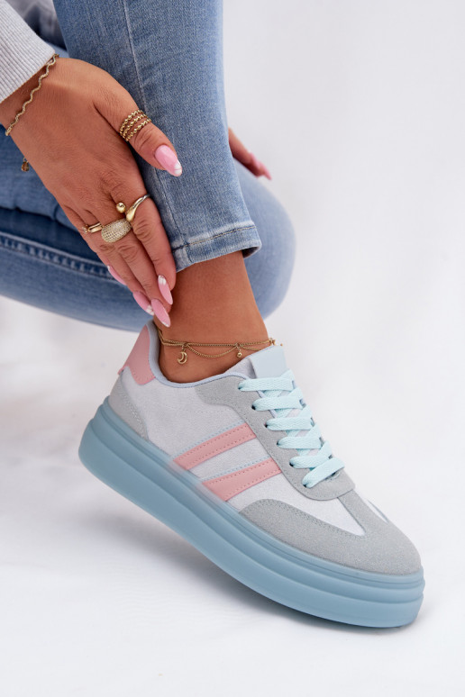 Chaussures modèle baskets Féminin avec une plateforme couleur bleue Galleria