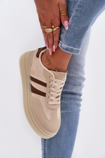 Chaussures modèle baskets Féminin avec une plateforme beige Galleria