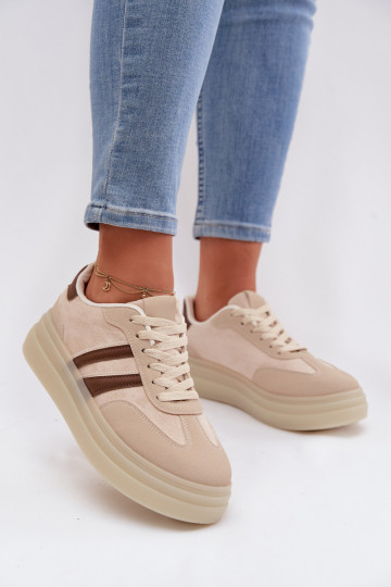 Chaussures modèle baskets Féminin avec une plateforme beige Galleria 2