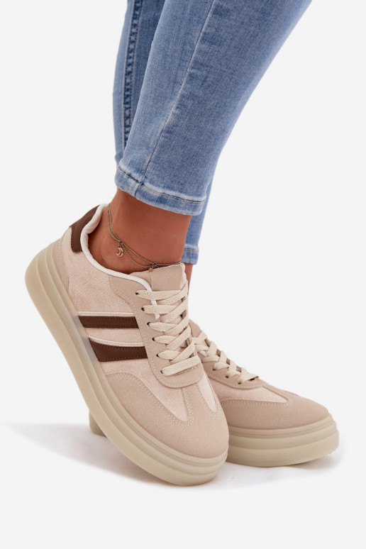 Chaussures modèle baskets Féminin avec une plateforme beige Galleria