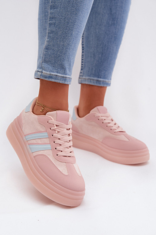 Chaussures modèle baskets Féminin avec une plateforme couleur rose Galleria