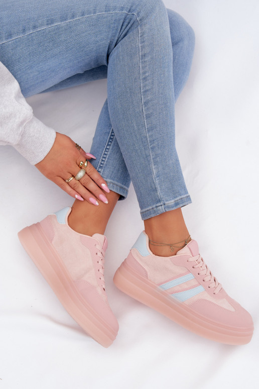 Chaussures modèle baskets Féminin avec une plateforme couleur rose Galleria
