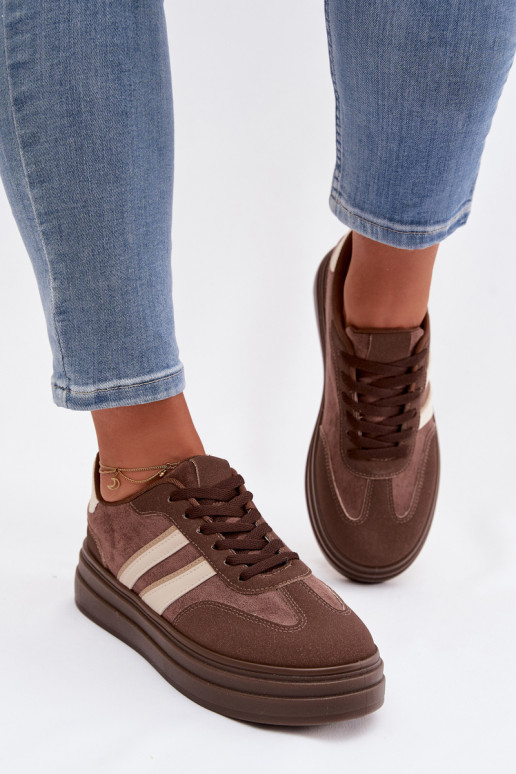 Chaussures modèle baskets Féminin avec une plateforme marron Galleria