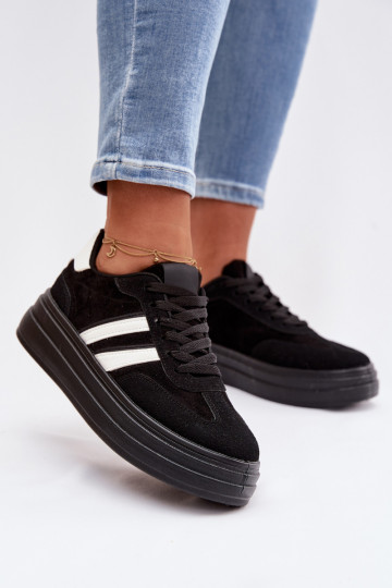 Baskets de sport pour femmes avec plateforme, noires, Galleria