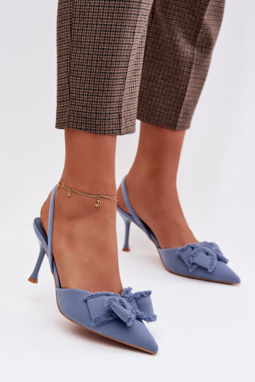 Sandales pour femmes avec des talons fins avec des rubans couleur bleue Hestia 2