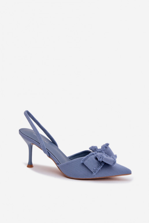 Sandales pour femmes avec des talons fins avec des rubans couleur bleue Hestia