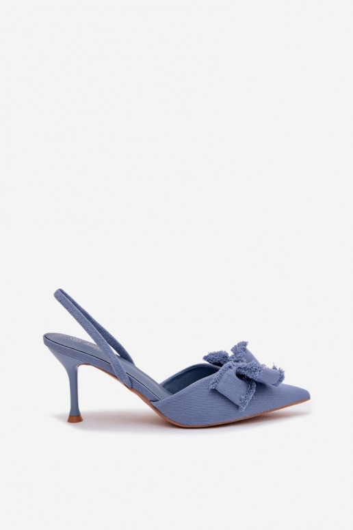 Sandales pour femmes avec des talons fins avec des rubans couleur bleue Hestia