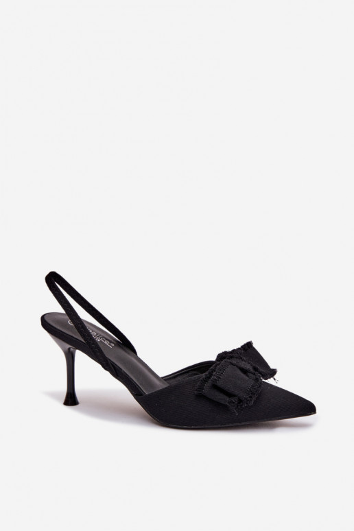 Sandales pour femmes avec des talons fins avec des rubans couleur noire Hestia