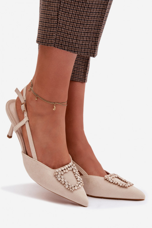 Sandales pour femmes avec des talons fins avec des ornements couleur ivoire Ismeria