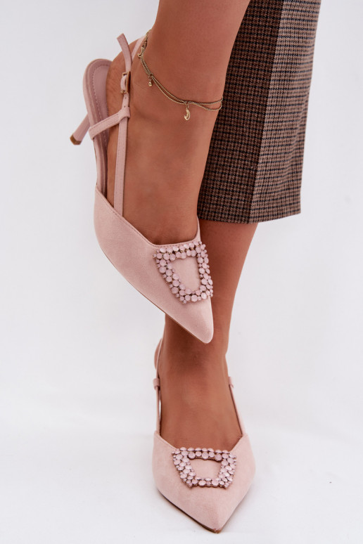 Sandales pour femmes avec des talons fins avec des ornements couleur rose Ismeria