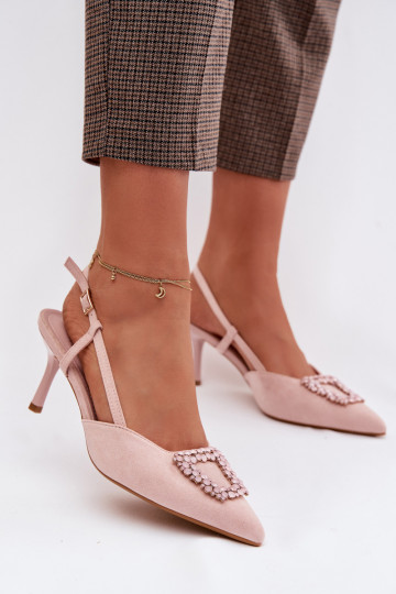 Sandales pour femmes avec des talons fins avec des ornements couleur rose Ismeria 2