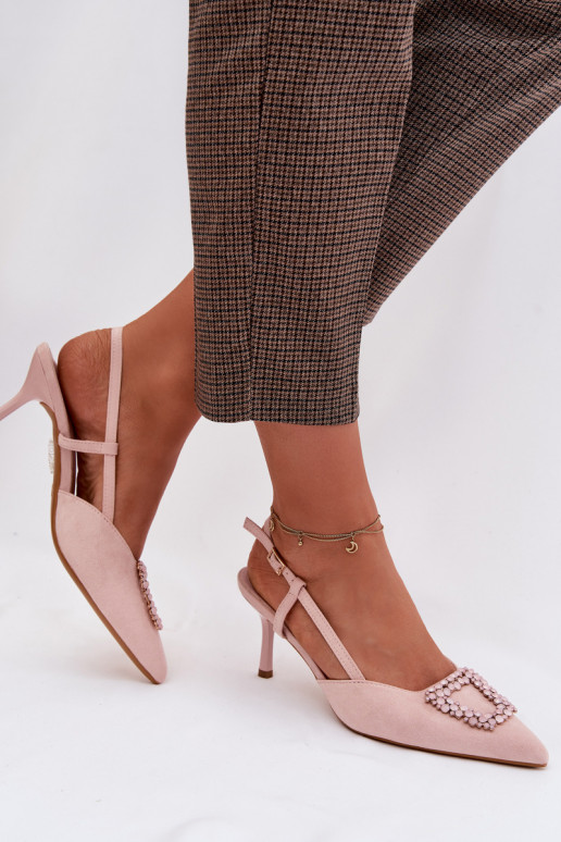 Sandales pour femmes avec des talons fins avec des ornements couleur rose Ismeria