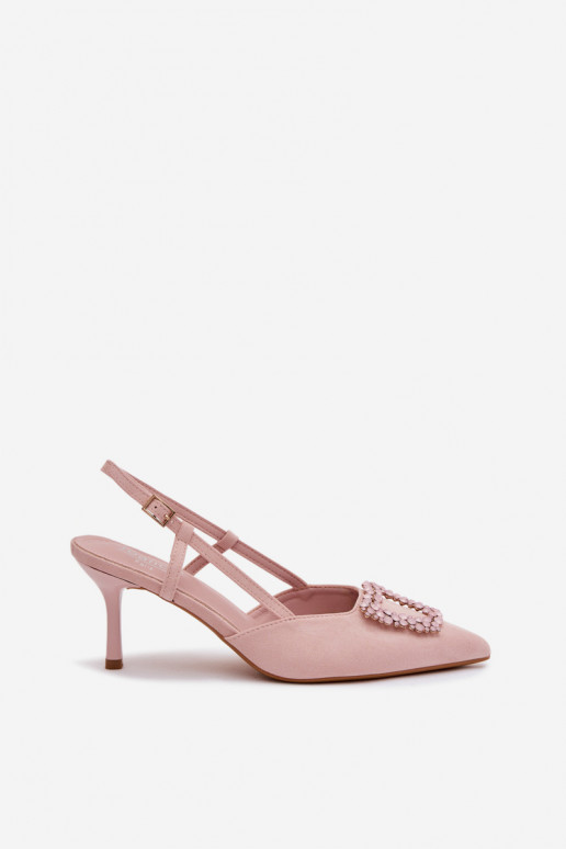 Sandales pour femmes avec des talons fins avec des ornements couleur rose Ismeria
