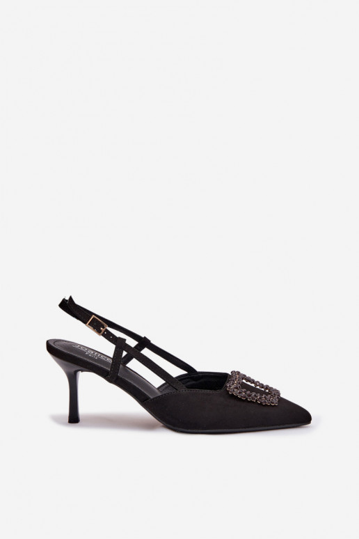 Sandales pour femmes avec des talons fins avec des ornements couleur noire Ismeria