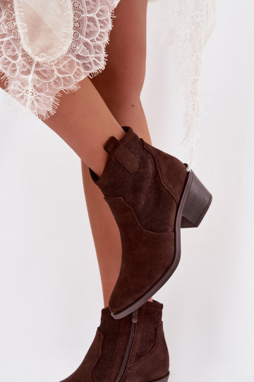 Bottes ajourées Féminin avec des talons S.Barski HY61-8013 CzekoladoÀe 2