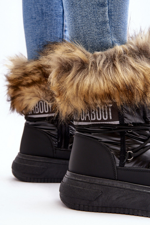 Bottes de neige Féminin avec un manteau de fourrure avec une plateforme couleur noire Activébilla