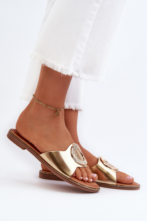 Pantoufles pour femmes avec des ornements couleur dorée Cilima