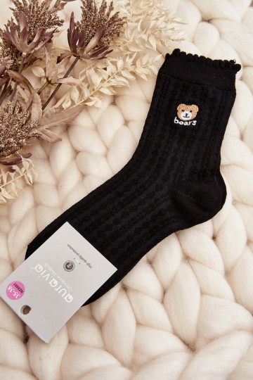 Chaussettes à motifs avec ours en peluche couleur noire