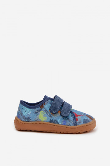 Pantoufles pour enfants Barefoot avec des dinosaures Froddo Canvas G1700440-15 couleur bleue 2