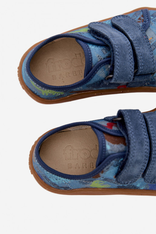 Chaussons Puéril Barefoot Dinosaures Froddo Canvas G1700440-15 couleur bleue
