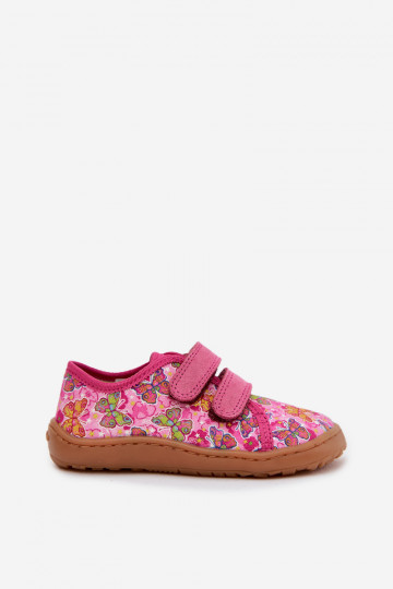 Pantoufles pour enfants Barefoot avec des papillons Froddo Canvas G1700440-11 couleur rose