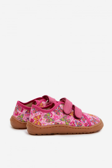 Pantoufles pour enfants Barefoot avec des papillons Froddo Canvas G1700440-11 couleur rose 2