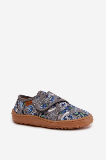 Chaussons Puéril garçons avec attaches adhésives Barefoot Surfer Froddo G1700438-7 couleur grise