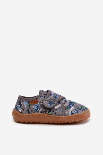 Chaussons Puéril garçons avec attaches adhésives Barefoot Surfer Froddo G1700438-7 couleur grise 2