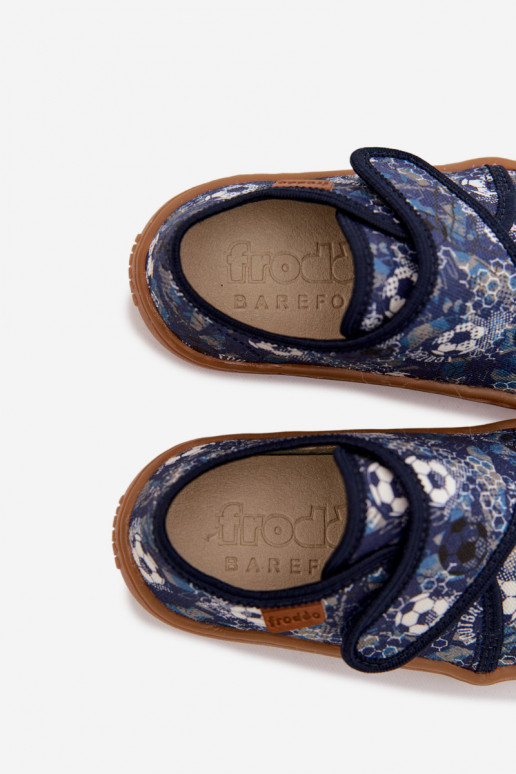 Chaussons Puéril garçons avec attaches adhésives Barefoot Des balles Froddo G1700438-6 bleu foncé