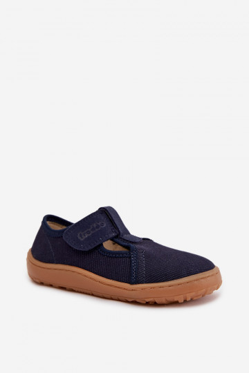 Pantoufles avec fermetures Velcro Barefoot Froddo Canvas G1700439 couleur bleu foncé