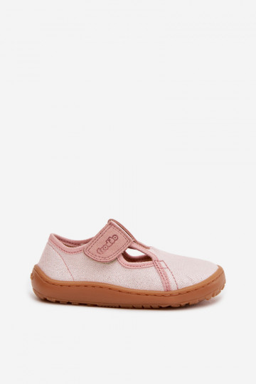Chaussons Puéril avec attaches adhésives avec éclat Barefoot Froddo Cannvas G1700439-2 couleur rose 2
