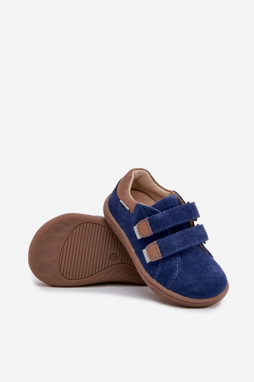 Chaussures en cuir barefoot pour enfants avec réfléchisseurs Bartek 8600366 de couleur bleu marine 2