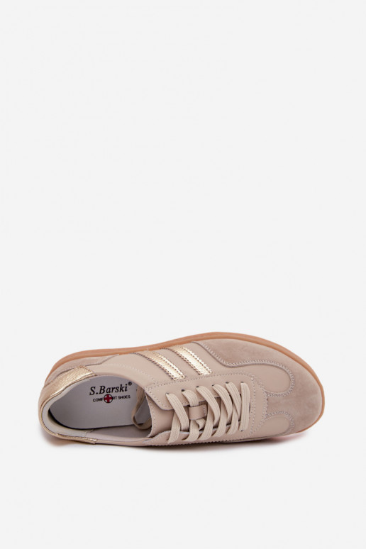 Peau Chaussures modèle baskets Féminin S.Barski LR61-7059 beige