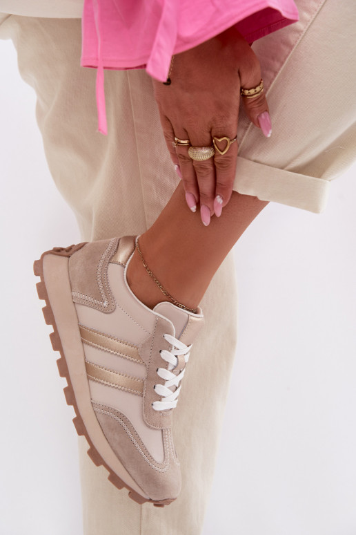 en daim Chaussures modèle baskets Féminin avec une plateforme S.Barski LR61-7097 beige