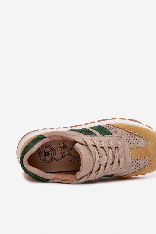 Chaussures modèle baskets FémininActivéturalnego en daimu beige-couleur jaune Il fautrceline