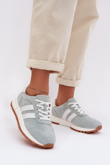 Chaussures pour femmes modèle Sneakers en daim couleur menthe 2