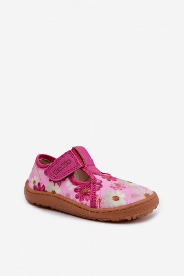 Pantoufles pour enfants avec fermetures Velcro et fleurs Barefoot Frod