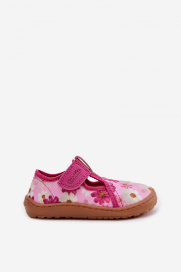 Pantoufles pour enfants avec fermetures Velcro et fleurs Barefoot Frod 2