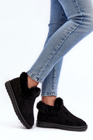 Faible Bottes de neige Féminin avec un manteau de fourrure couleur noire Pilani