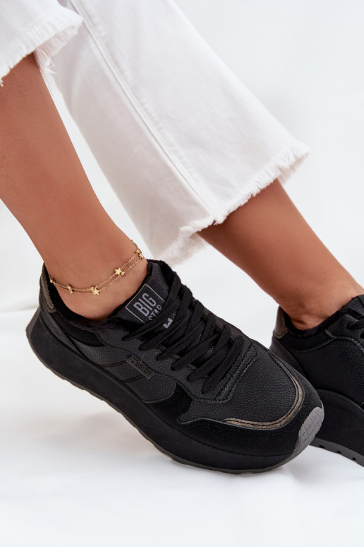 réchauffer Chaussures modèle baskets Féminin avec une plateforme Big Star SS274007 HI-POLY SYSTEM couleur noire