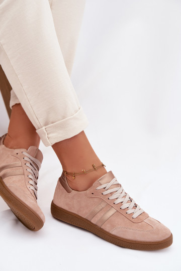 Zazoo N1068 - Baskets basses en simili daim pour femmes couleur rose