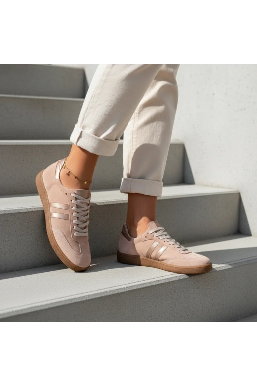 Zazoo N1068 - Baskets basses en simili daim pour femmes couleur rose