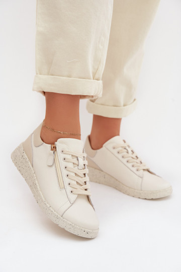 Peau chaussures Féminin avec fermetures éclair beige Dorothea 2