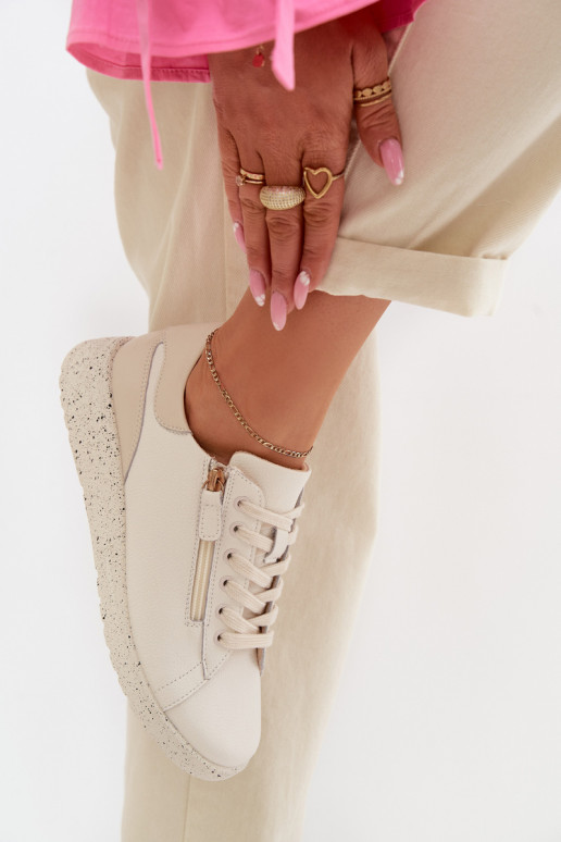 Peau chaussures Féminin avec fermetures éclair beige Dorothea