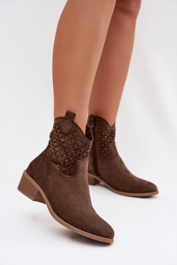 Bottines ajourées pour femmes avec talons couleur marron Briavine 2