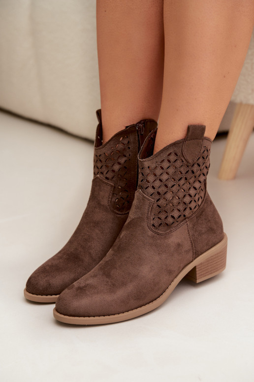 Bottes ajourées Féminin avec des talons marron Briavine