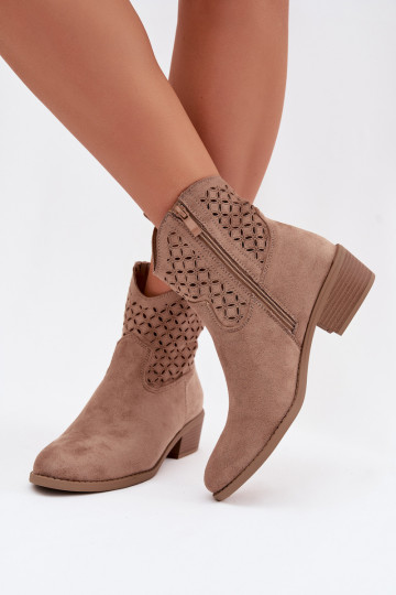 Bottines ajourées pour femmes avec talons couleur sable Briavine