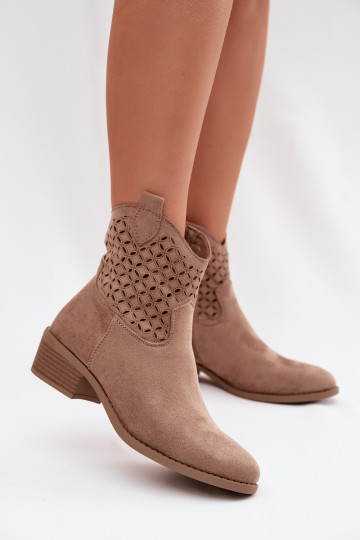 Bottines ajourées pour femmes avec talons couleur sable Briavine 2