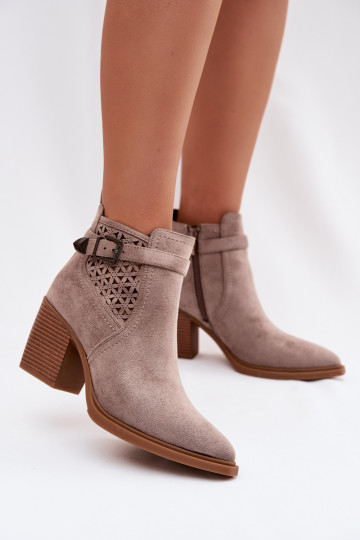 Bottines pour femmes avec éléments ajourés et boucles couleur sable Deloriah 2